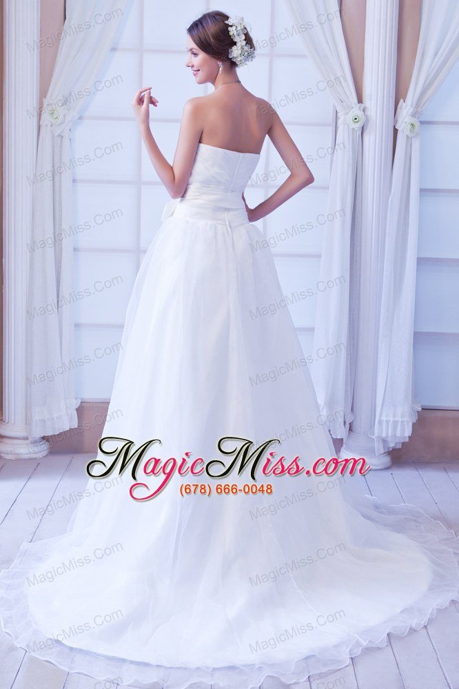 wholesale elegant a-line strapless court train organza sashes wedding dress