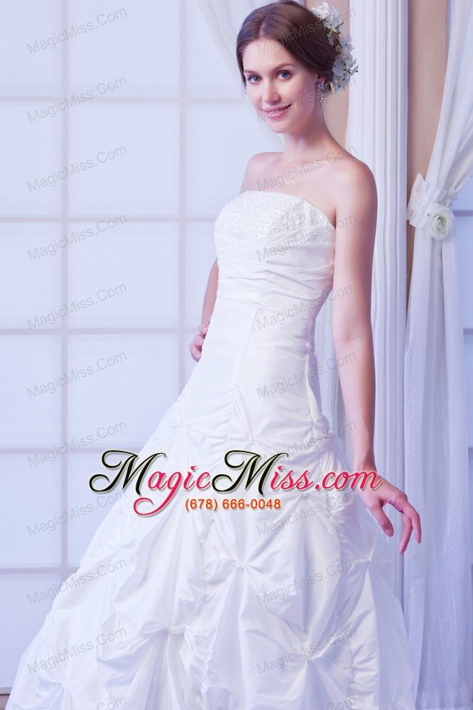wholesale modest a-line strapless ankle-length taffeta sequin wedding dress