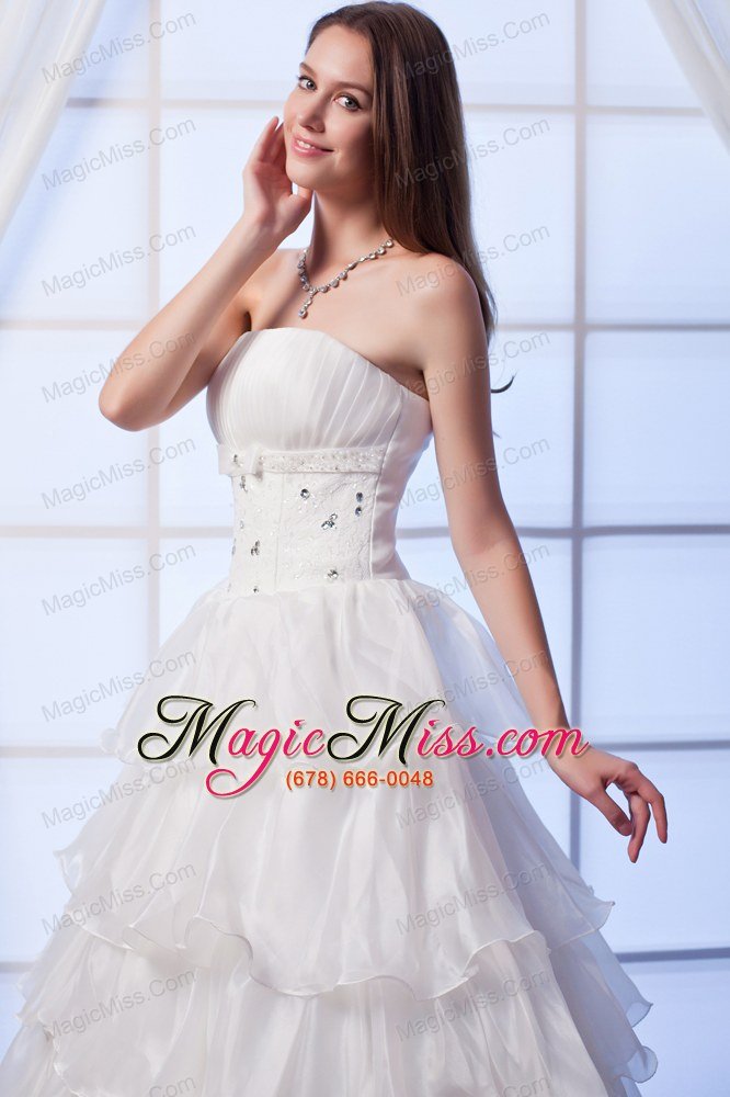 wholesale wonderful a-line strapless floor-length organza beading wedding dress