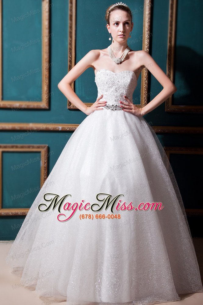 wholesale elegant ball gown sweetheart floor-length beading satin and tulle beading wedding dress