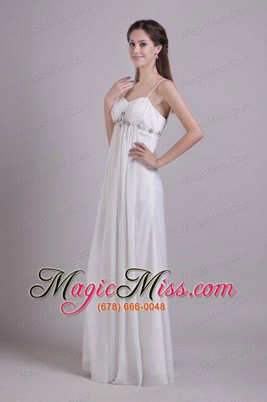 wholesale white empire spaghetti straps floor-length chiffon beading wedding dress