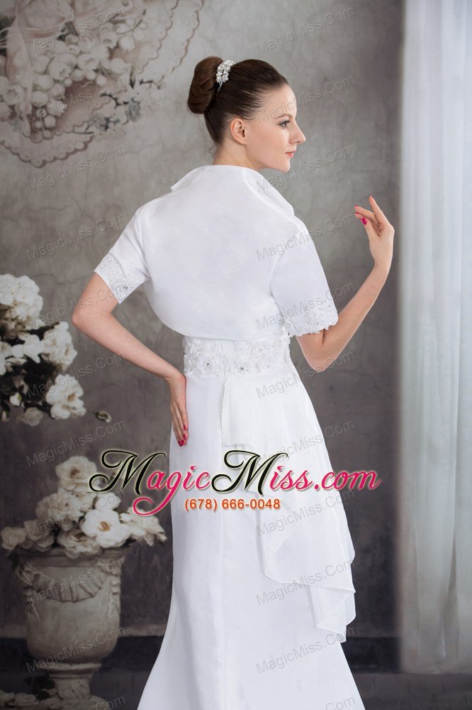 wholesale strapless column jacket beading appliqes wedding dress