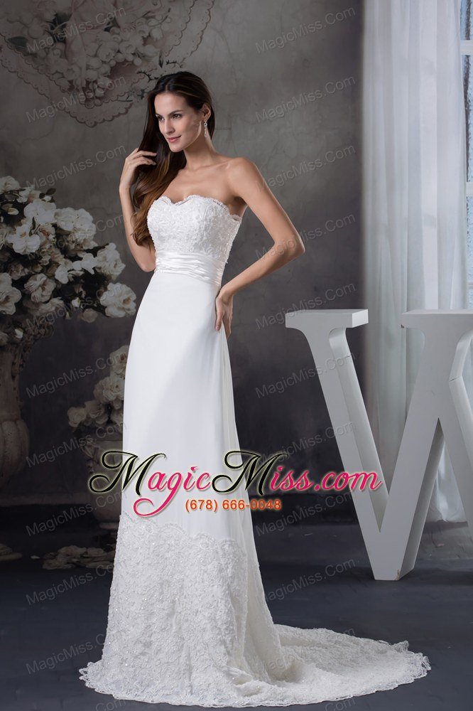 wholesale lace wedding dress with sweetheart a-line brush train