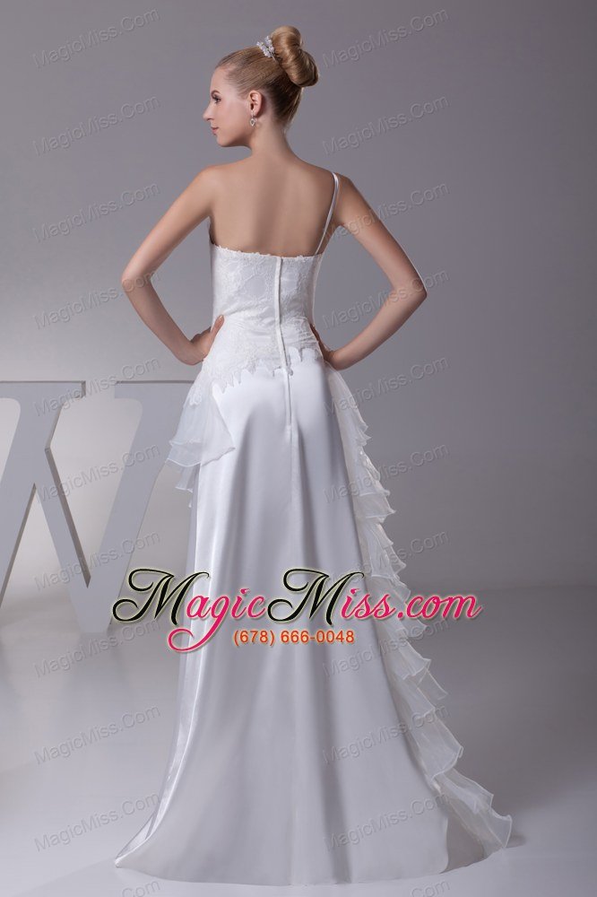 wholesale ruffled layers one shoulder long column wedding dress