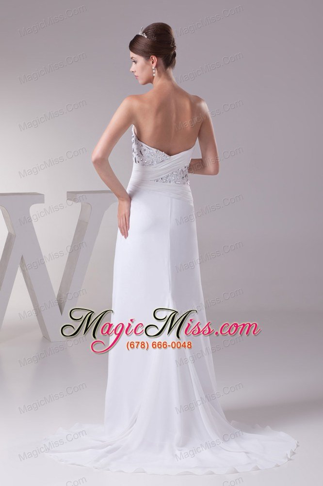 wholesale high slit fashionable beaded sweetheart empire prom dress