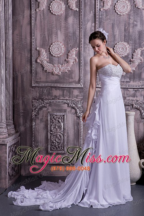 wholesale brand new empire sweetheart court train chiffon beading wedding dress