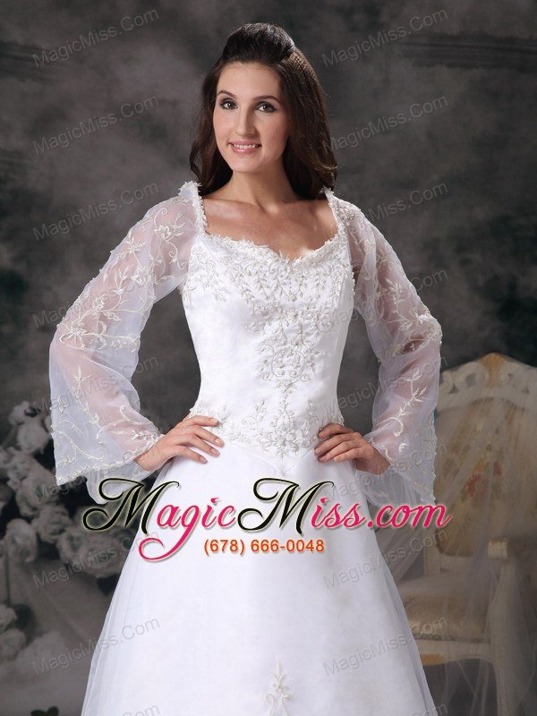 wholesale gorgeous a-line square court train organza appliques wedding dress