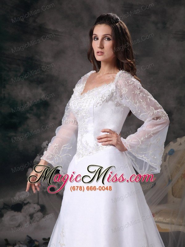 wholesale gorgeous a-line square court train organza appliques wedding dress