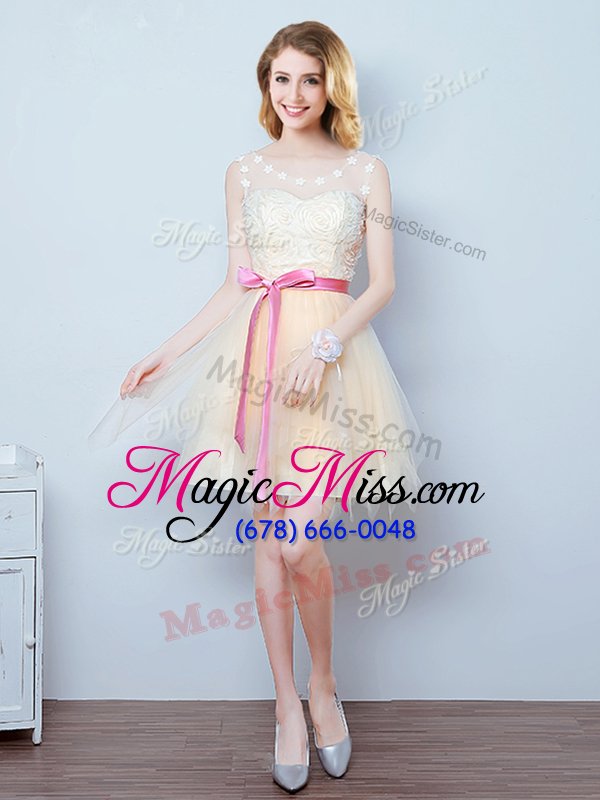 wholesale modern mini length champagne quinceanera court dresses scoop sleeveless lace up