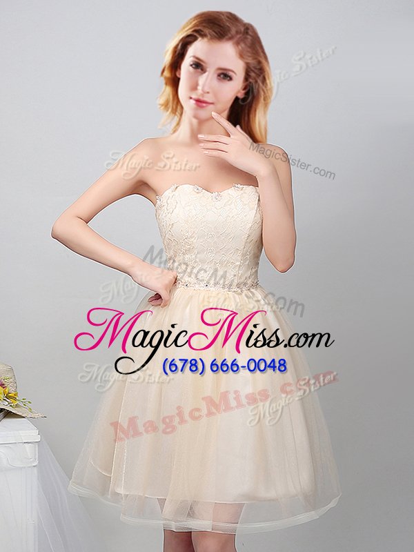 wholesale custom design tulle sleeveless mini length bridesmaid dress and lace and appliques