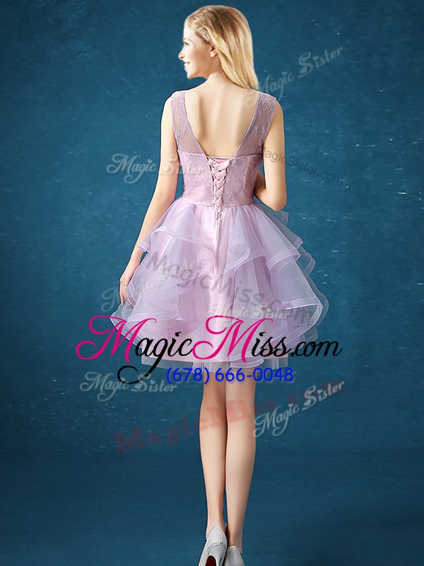 wholesale gorgeous knee length lavender quinceanera court dresses scoop sleeveless lace up