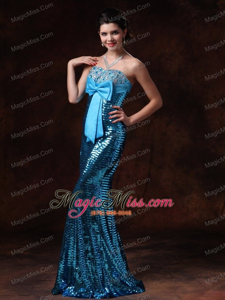 wholesale paillette over skirt bowknot 2013 prom gowns with beading custom made in alabama