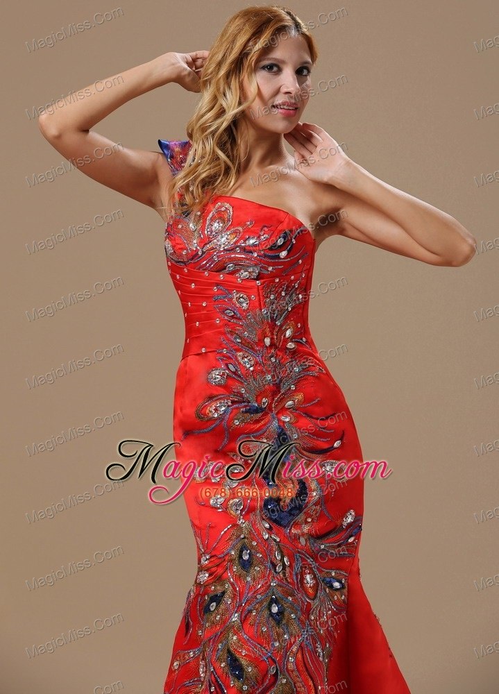 wholesale mermaid red and one shoulder for 2013 prom dress with embroidery in little rock arkansas