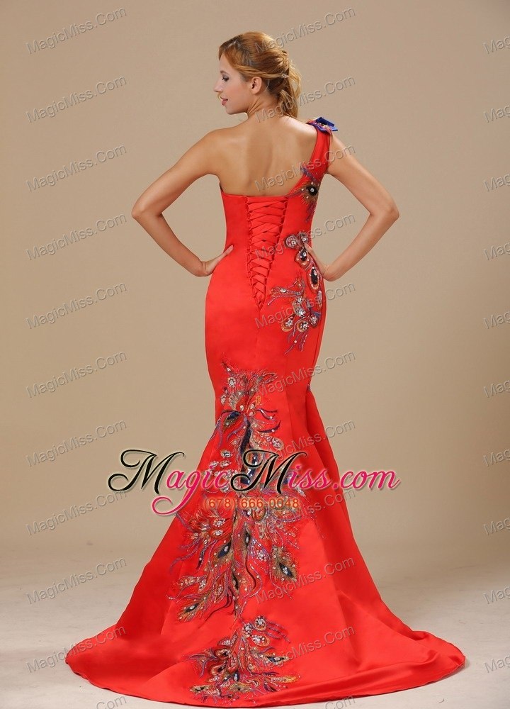 wholesale mermaid red and one shoulder for 2013 prom dress with embroidery in little rock arkansas