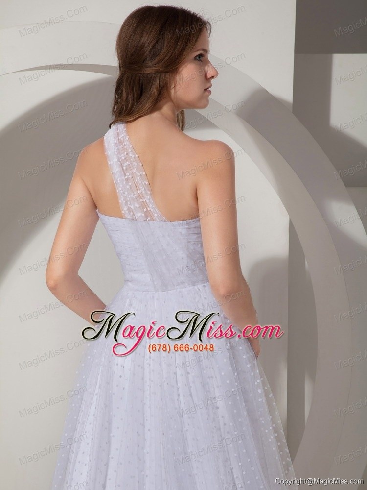 wholesale modest a-line / princess one shoulder court train tulle wedding dress