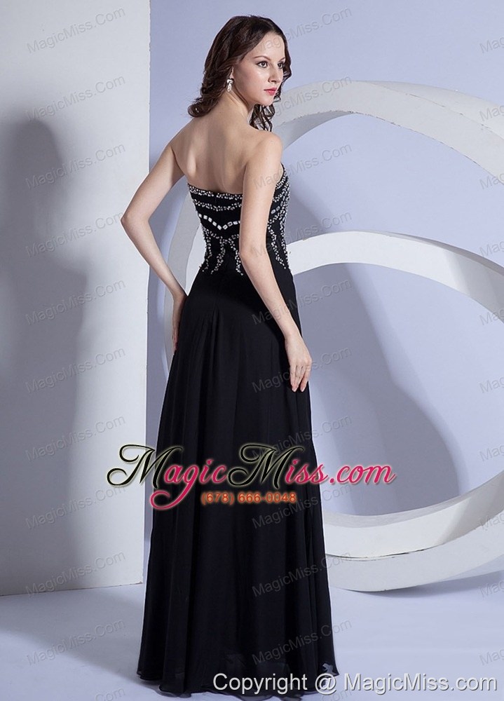 wholesale beading decorate bodice high slit black chiffon floor-length sweetheart neckline 2013 prom dress