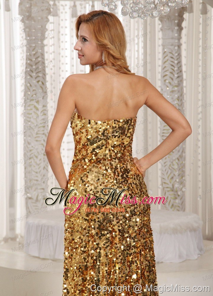 wholesale paillette over skirt sweetheart floor-length gold luxurious prom dress party style