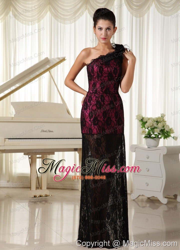 wholesale lace one shoulder with hand made flowers modest 2013 prom dress