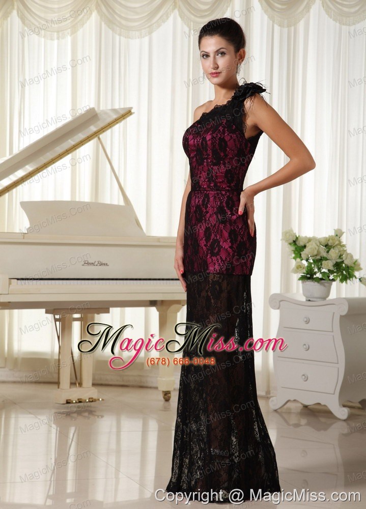 wholesale lace one shoulder with hand made flowers modest 2013 prom dress