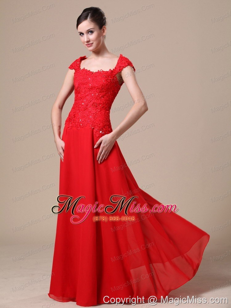 wholesale lace chiffon square red column prom dress for 2013