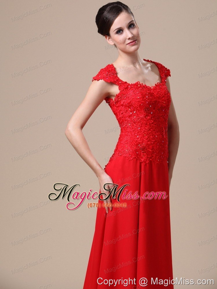 wholesale lace chiffon square red column prom dress for 2013