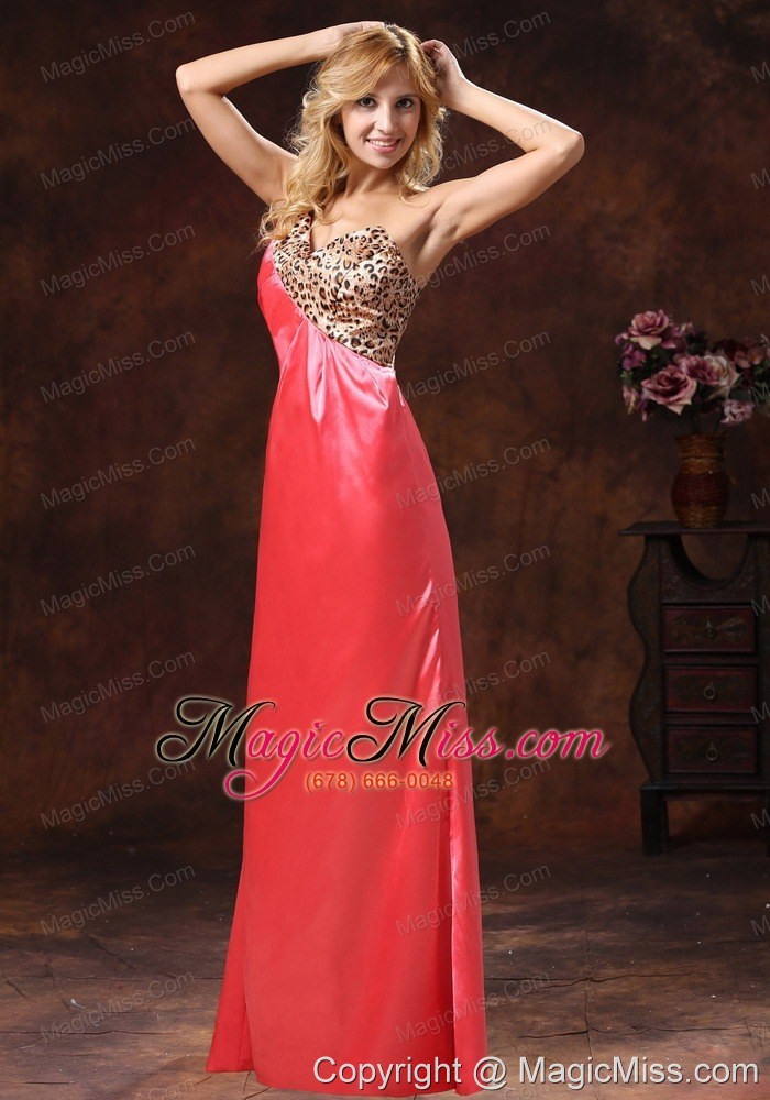 wholesale 2013 watermelon red one shoulder leopard and silk like satin mother of the bride dress for custom made