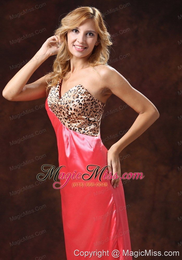 wholesale 2013 watermelon red one shoulder leopard and silk like satin mother of the bride dress for custom made
