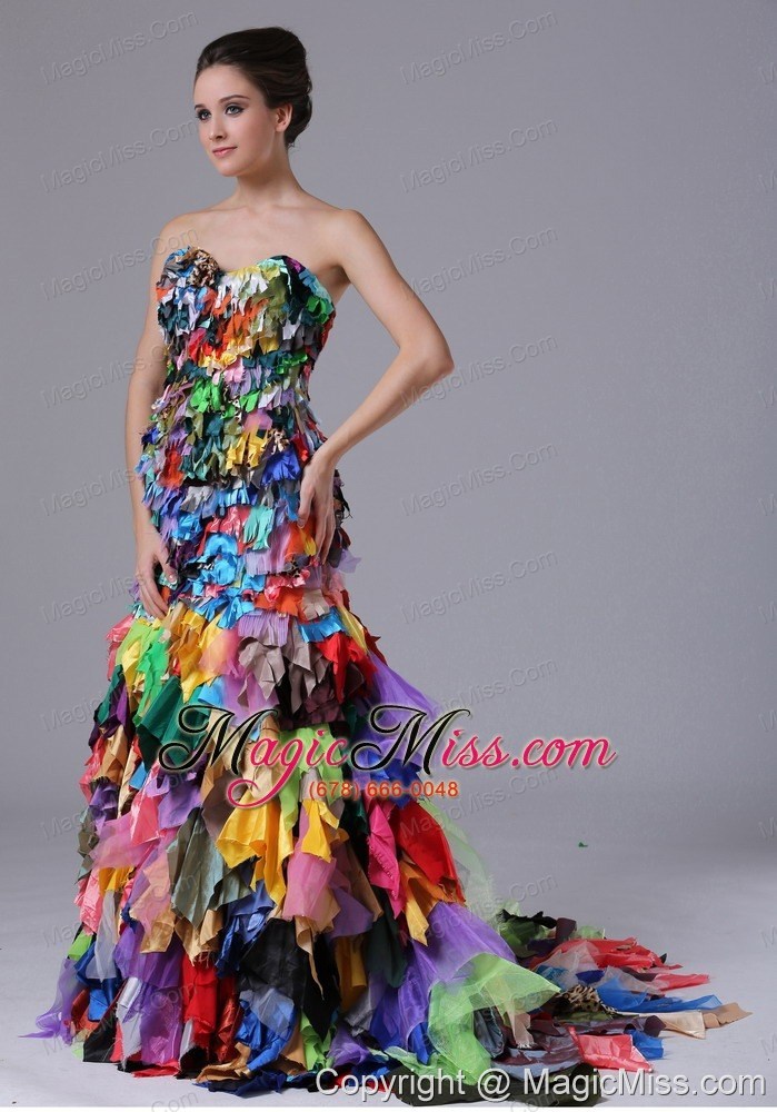 wholesale all kinds of fabrics multi-color sweetheart mermaid lace-up prom dress for 2013