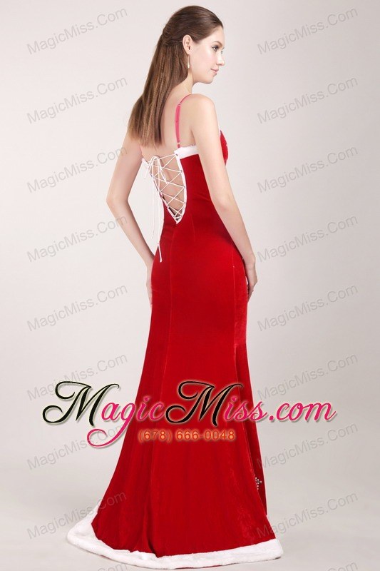 wholesale white and red mermaid straps brush train beading prom dress