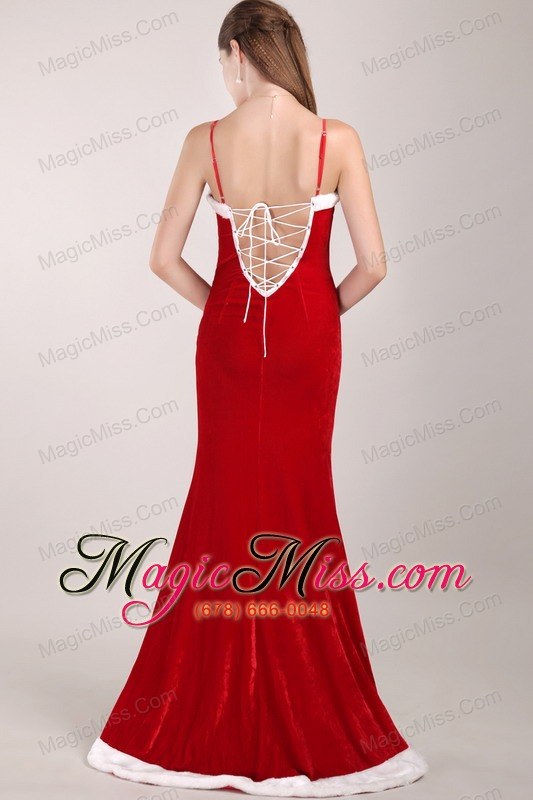 wholesale white and red mermaid straps brush train beading prom dress