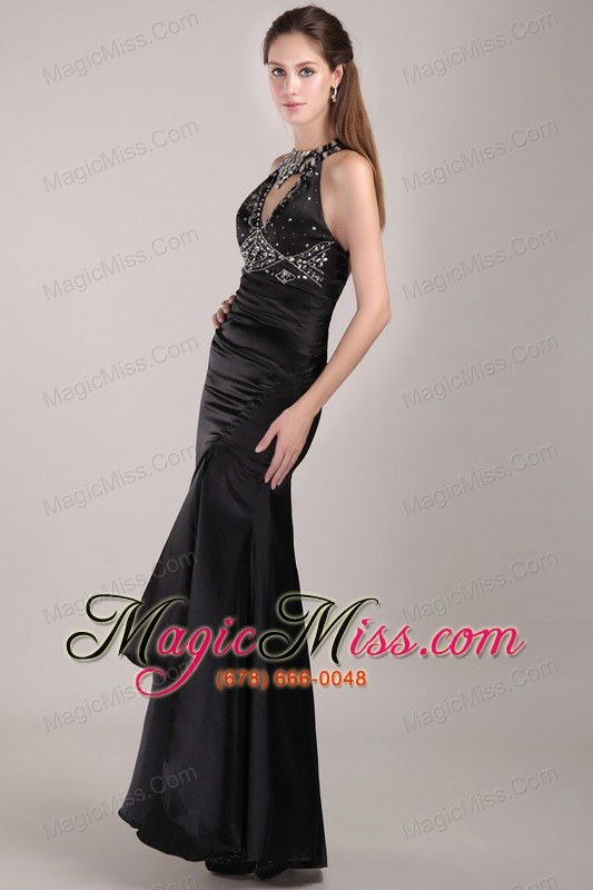 wholesale black column scoop floor-length taffeta rhinestones prom dress