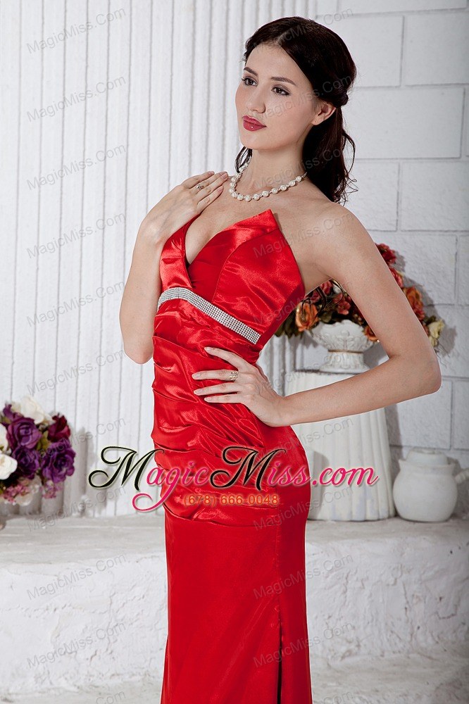 wholesale red column sweetheart high-low taffeta beading prom / evening dress