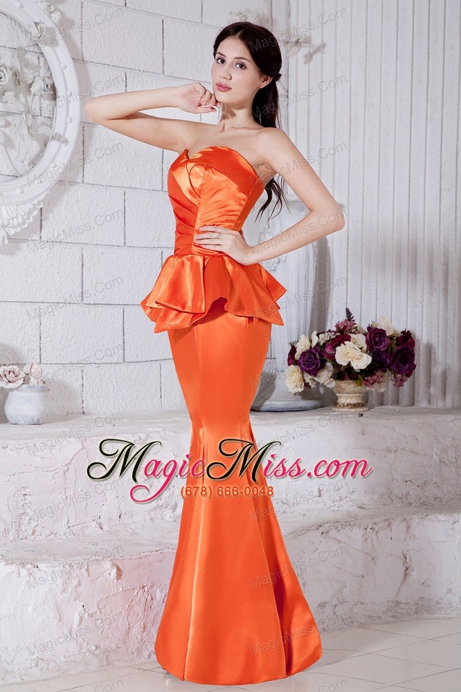 wholesale orange red mermaid sweetheart ruch prom / evening dress floor-length taffeta