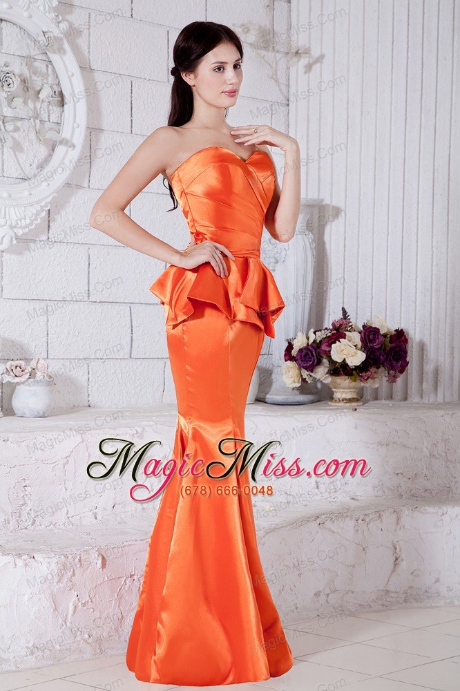 wholesale orange red mermaid sweetheart ruch prom / evening dress floor-length taffeta