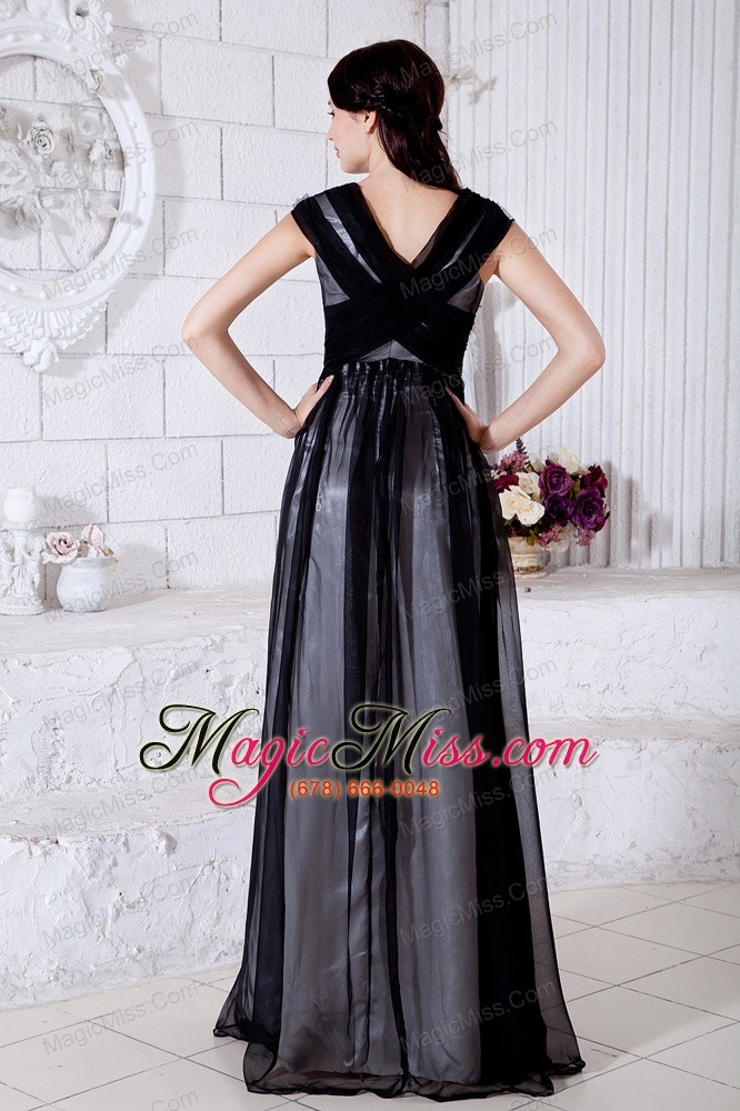 wholesale black empire v-neck brush train chiffon sequins prom / evening dress