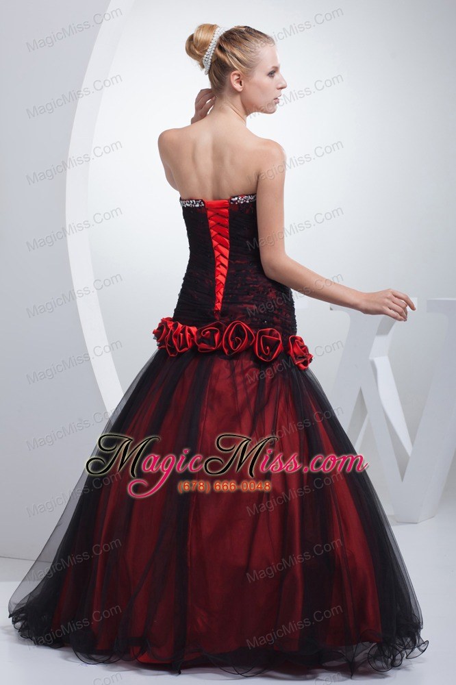 wholesale wine red sweetheart hand made flowers beading prom dress