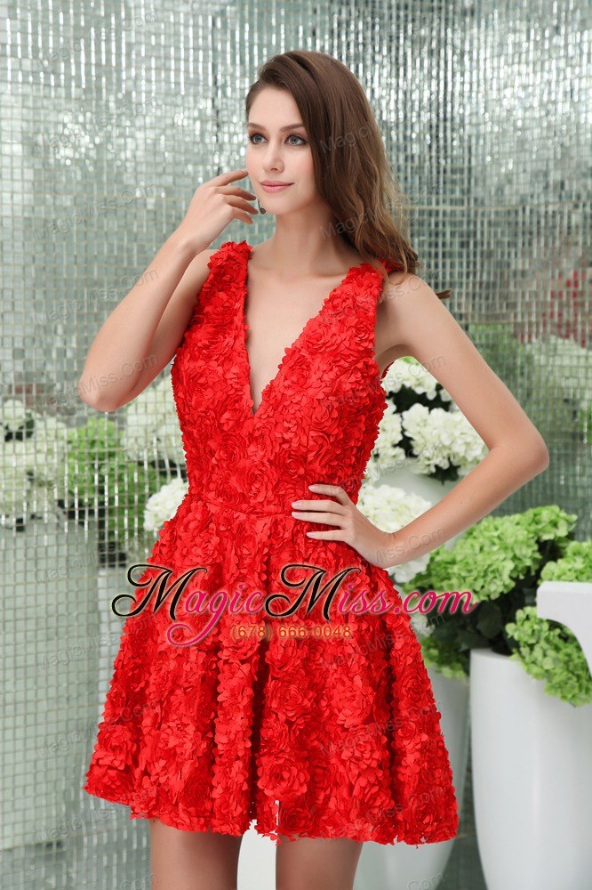wholesale v-neck short mini length red princess stylish prom / cocktail dress