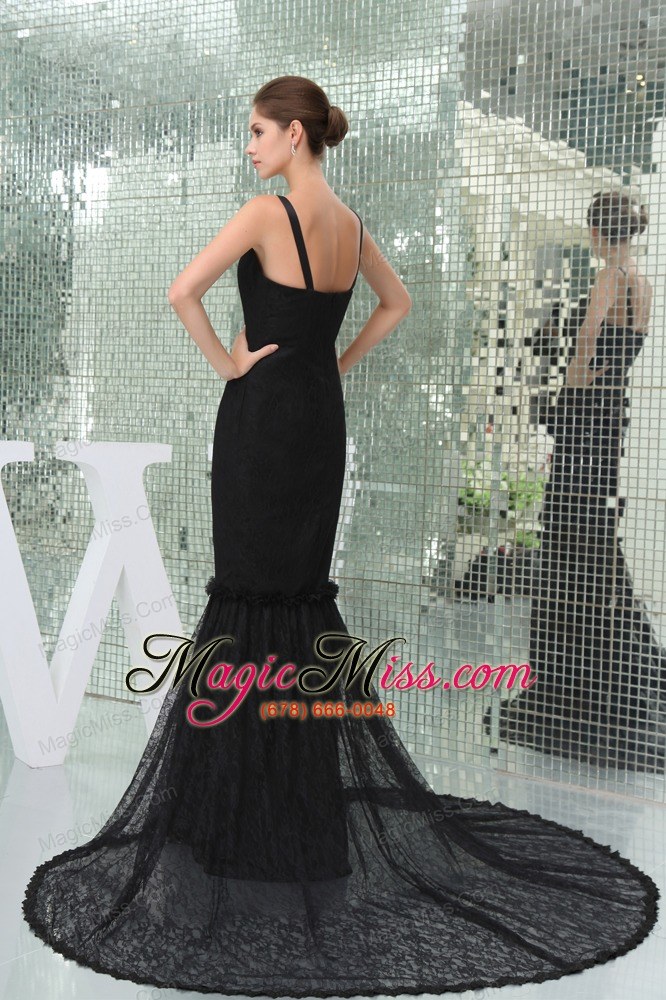 wholesale mermaid straps exclusive black court train prom dress