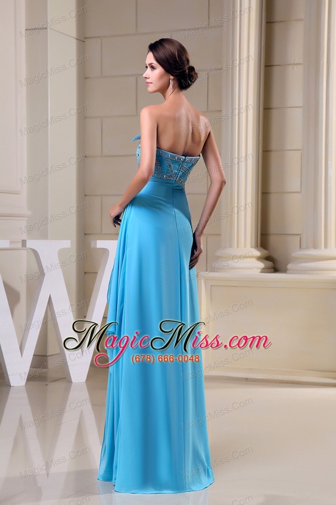 wholesale baby blue empire beading strapless chiffon prom dress