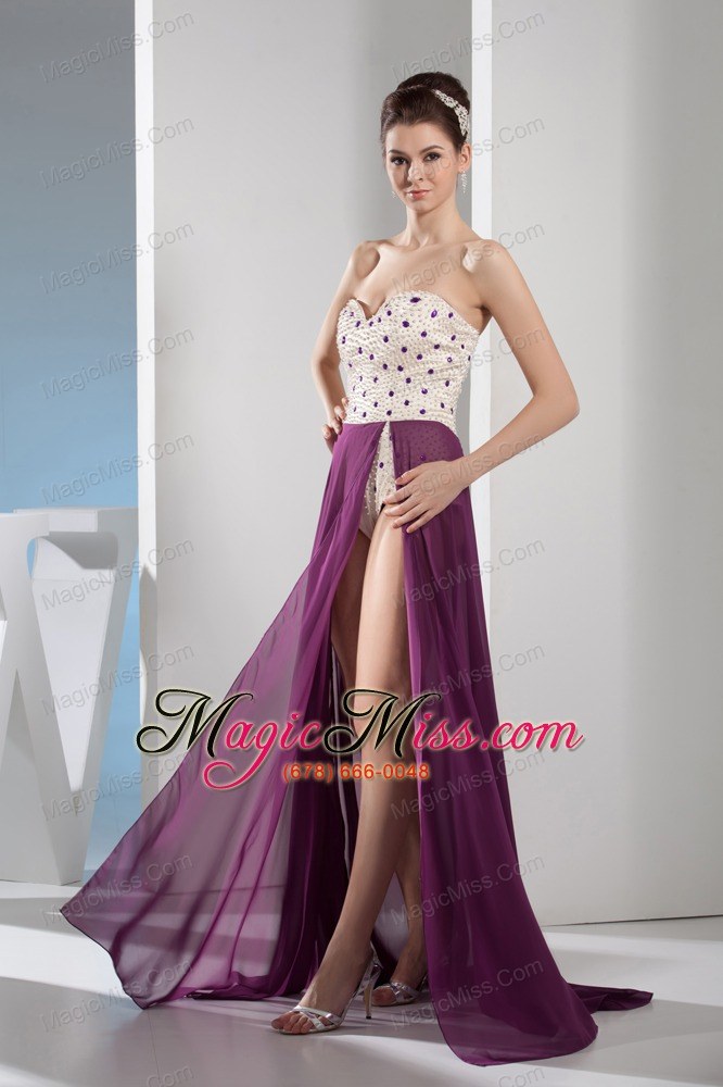 wholesale venetian pearl column sweetheart long prom dress in purple