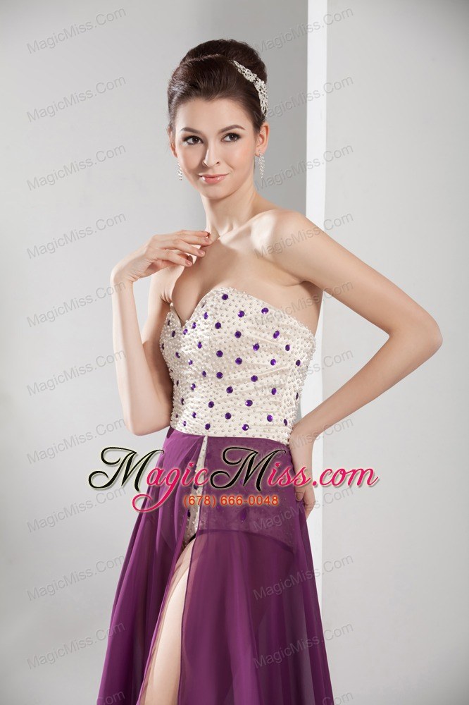 wholesale venetian pearl column sweetheart long prom dress in purple