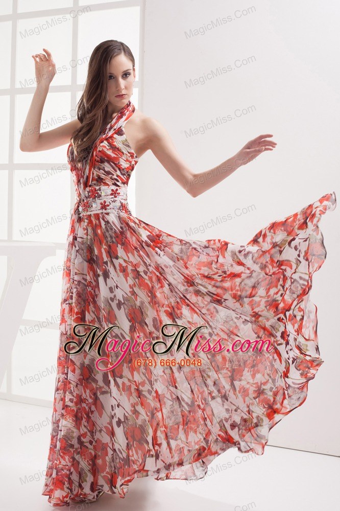 wholesale multi-color empire halter beading ruching prom dress