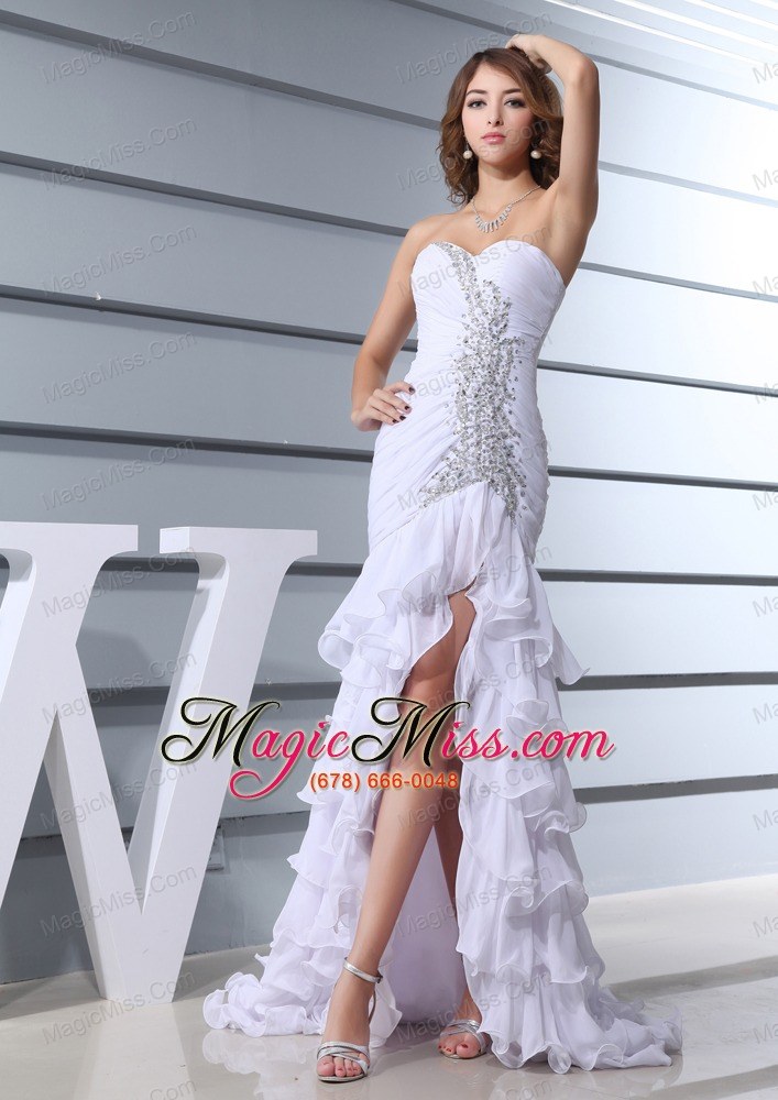 wholesale beading white sweetheart mermaid brush train 2013 beautiful prom dress
