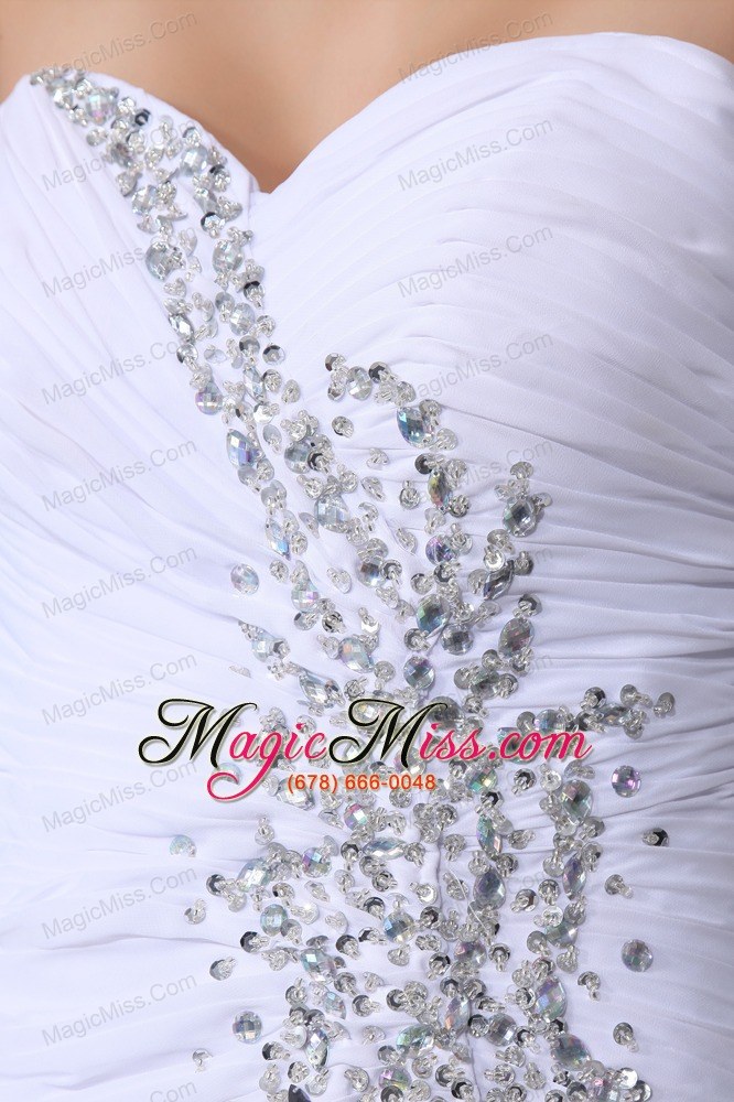 wholesale beading white sweetheart mermaid brush train 2013 beautiful prom dress