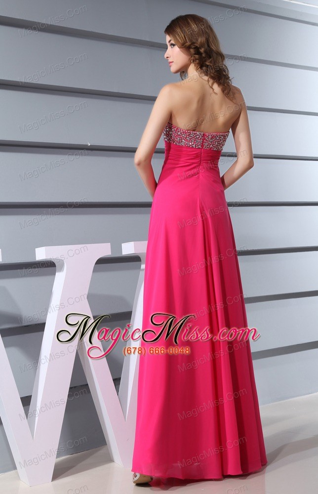 wholesale sweetheart long hot pink beading formal evening column prom dress