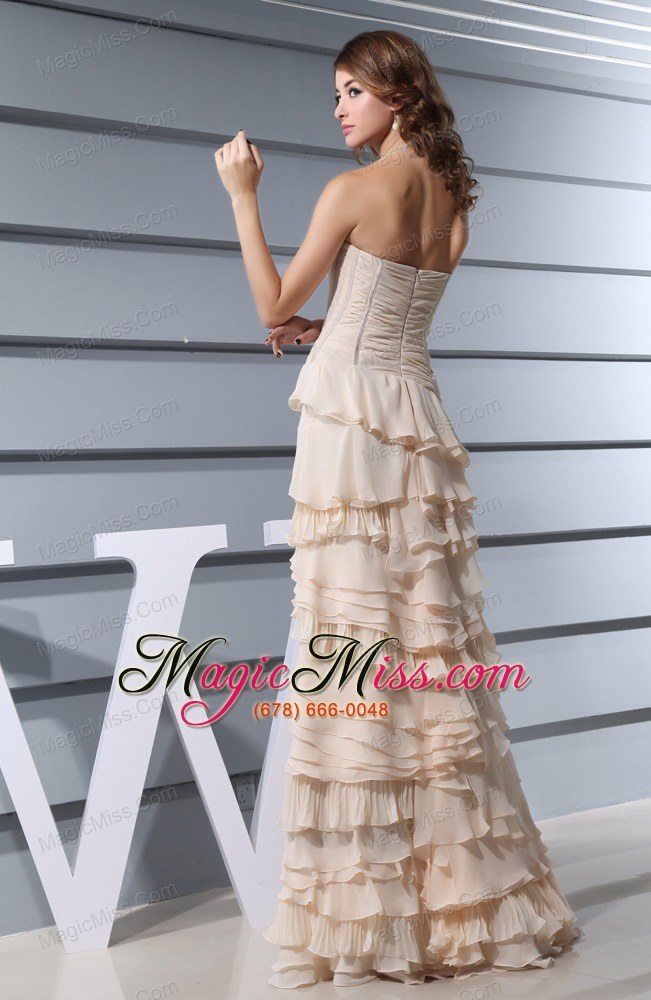 wholesale a-line strapless ruffled layers long 2013 prom dress in champagne