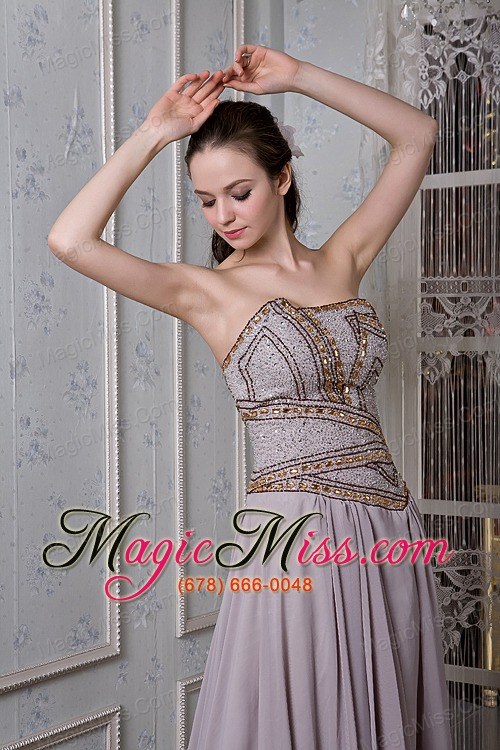 wholesale exclusive grey empire prom dress strapless chiffon beading floor-length