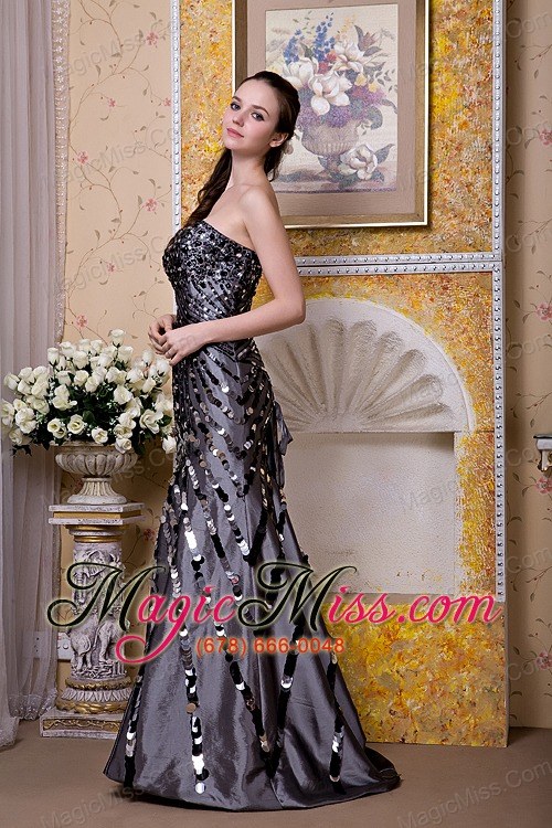 wholesale black column strapless floor-length taffeta sequins prom dress