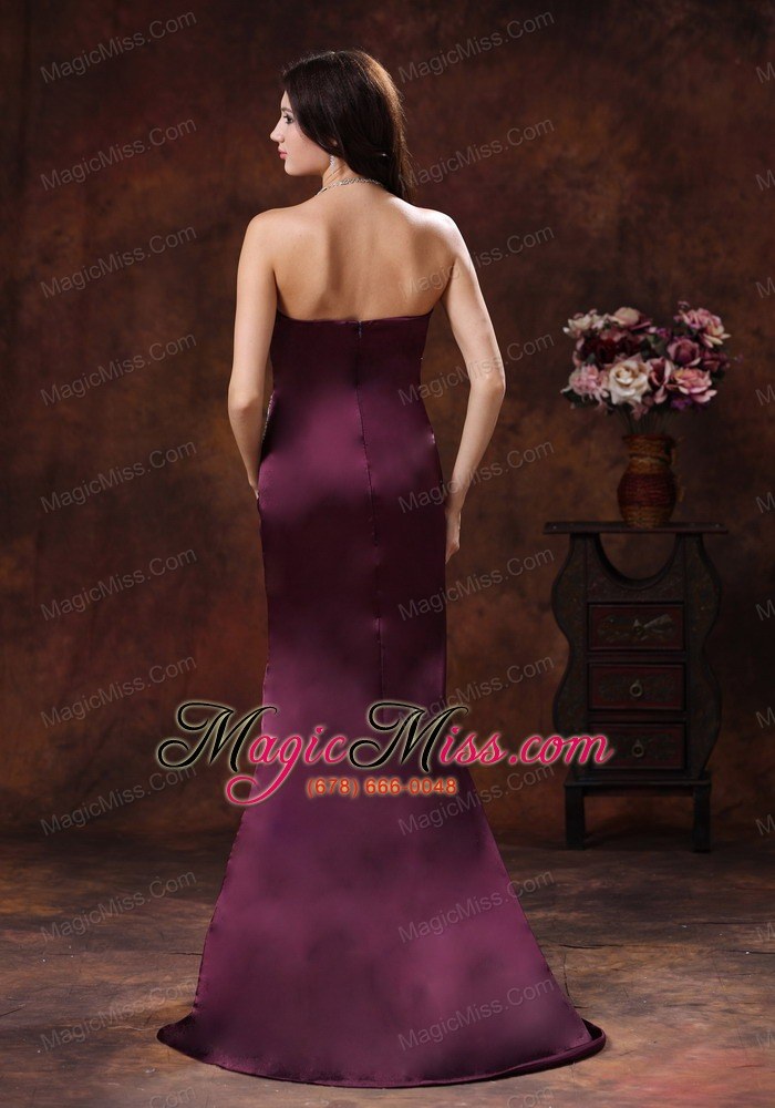 wholesale northport alabama dark purple beaded decorate on satin mermaid mother of the bride dress with brush train