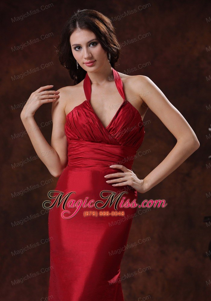 wholesale athens alabama red mermaid halter bridesmaid dress in wedding party wear